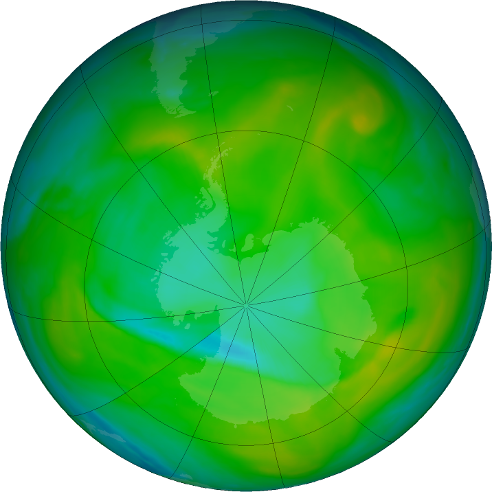 Antarctic ozone map for 05 December 2017